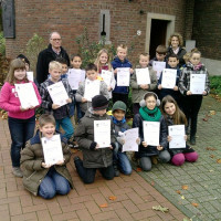 ..wie auch bei den Schülern der Klasse 4b nach der Schulstunde im Turm.